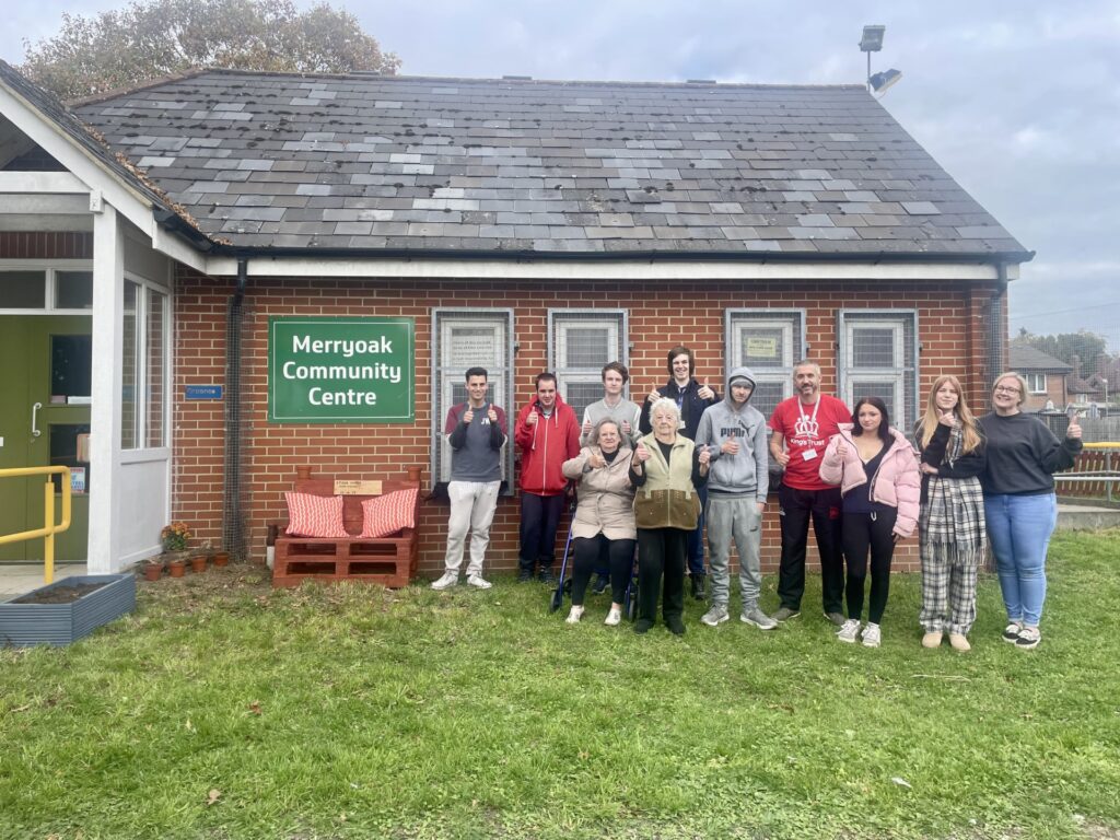 King's Trust students stand outside Merryoak Community Centre.
